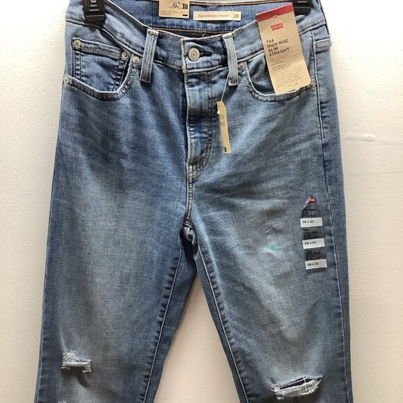 Levi’s Premium Size 28X32 -724 High Rise Slim Straight Womens BlueJeans. New - Picture 3 of 9